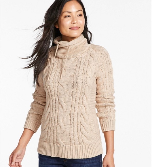 L.L. Bean Sweaters - COPY - LL BEAN Women's Double L® Mixed-Cable Sweater, Funnelneck